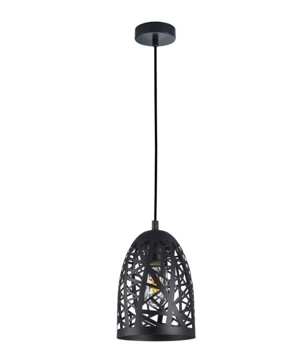 ESCAMA: Interior Iron Cage Ellipse Pendant Light - Black