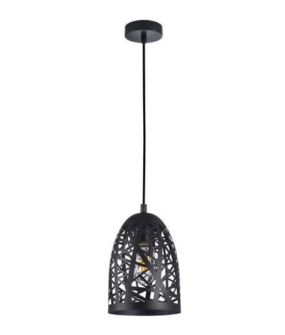 ESCAMA: Interior Iron Cage Ellipse Pendant Light - Black