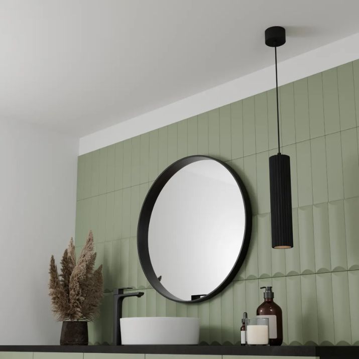 Calibo Canary Fluted 500mm Pendant - Black