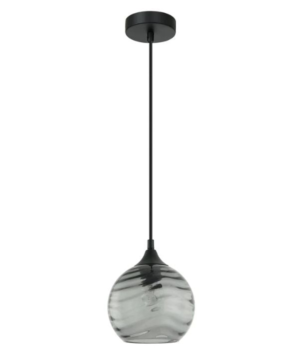 MARBRE: Modern Retro Interior Wine Glass Wavy Glass Pendant Lights - Smokey Black