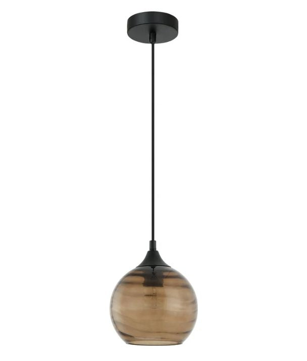 MARBRE: Modern Retro Interior Wine Glass Wavy Glass Pendant Lights - Amber
