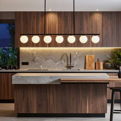 Marsten 7 Linear Pendant Light - Black | Opal Matt