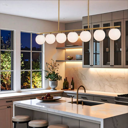 Marsten 7 Linear Pendant Light - Antique Gold | Opal Matt