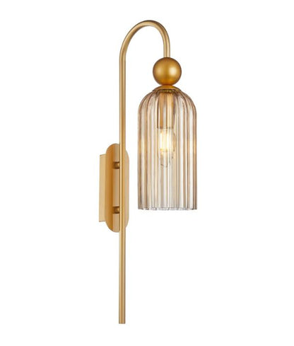 FLAUTA: Interior Round Top Cylinder Ribbed Wall Light - Amber