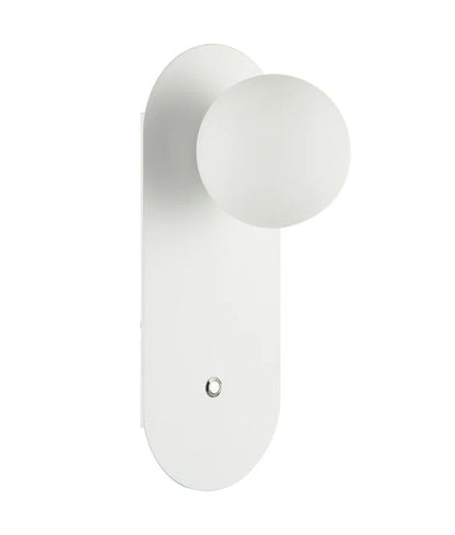 OVALIS: Interior Round Opal Diffuser Oblong Base with Switch Wall Lights - White