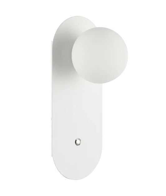 OVALIS: Interior Round Opal Diffuser Oblong Base with Switch Wall Lights - White