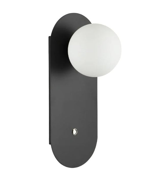 OVALIS: Interior Round Opal Diffuser Oblong Base with Switch Wall Lights - Black