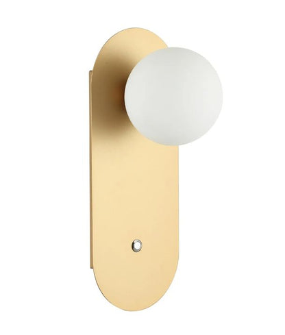 OVALIS: Interior Round Opal Diffuser Oblong Base with Switch Wall Lights - Gold