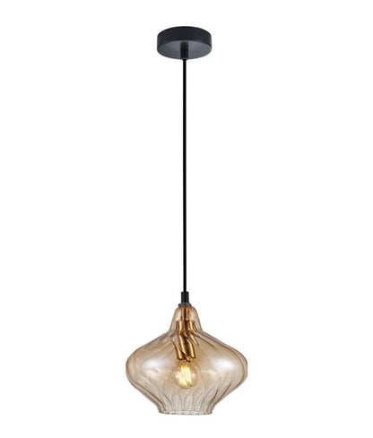 CAMPANA: Interior Wine Glass Shape Ribbed Pendant Lights - Amber
