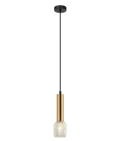 MIKRO: Modern Karaoke Antique Brass Mic Shape Interior Cylinder & Chrome Mesh Pendant Light