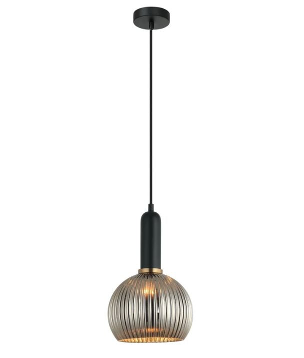 VINTAJ: Interior Wine Glass Shape Ribbed Glass Pendant Lights - Chrome