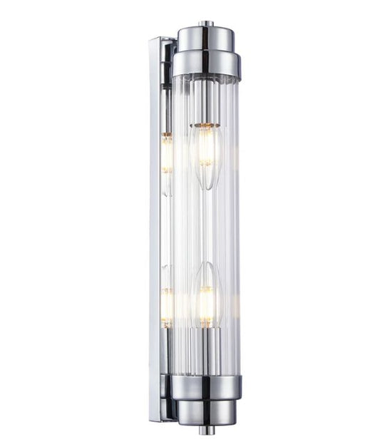 VARILLAS: Interior Up/Down Clear Glass Rod Wall Light - Chrome