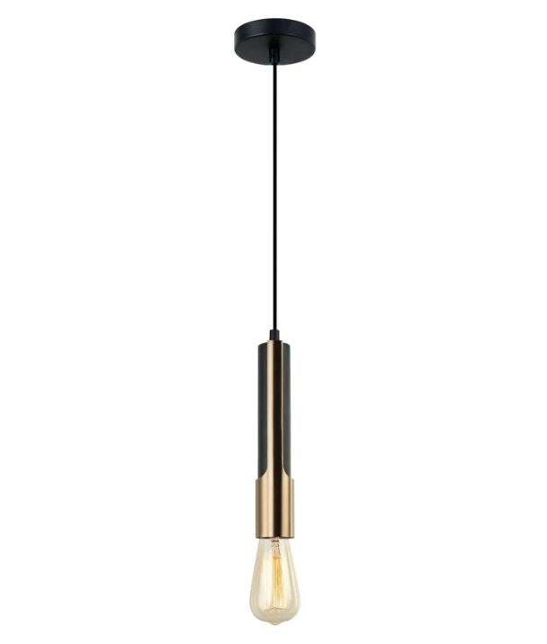 GOLDA: Interior Tube Pendant Lights - Vertical Antique Brass plate