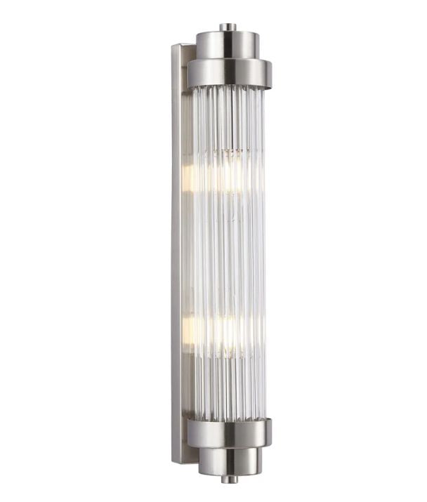 VARILLAS: Interior Up/Down Clear Glass Rod Wall Light - Satin Chrome