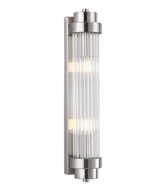VARILLAS: Interior Up/Down Clear Glass Rod Wall Light - Satin Chrome