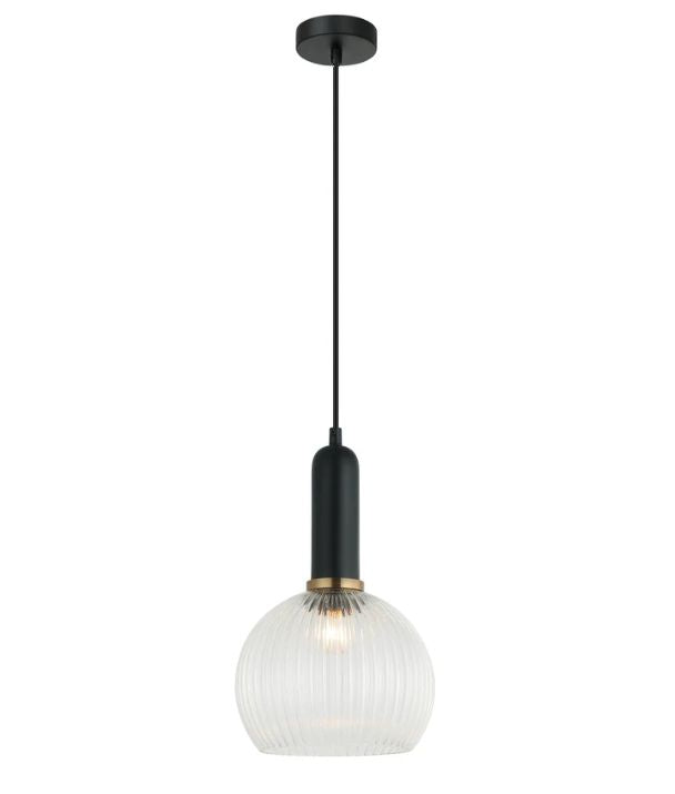 VINTAJ: Interior Wine Glass Shape Ribbed Glass Pendant Lights - Clear