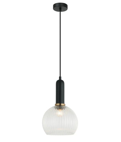 VINTAJ: Interior Wine Glass Shape Ribbed Glass Pendant Lights - Clear