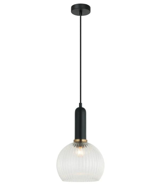VINTAJ: Interior Wine Glass Shape Ribbed Glass Pendant Lights - Clear