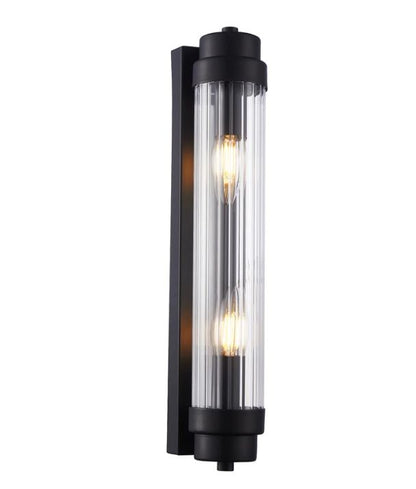 VARILLAS: Interior Up/Down Clear Glass Rod Wall Light - Black