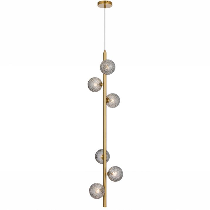 ELSON 6 Pendant Light - Antique Gold/Smoke Tear