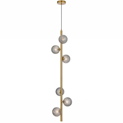 ELSON 6 Pendant Light - Antique Gold/Smoke Tear