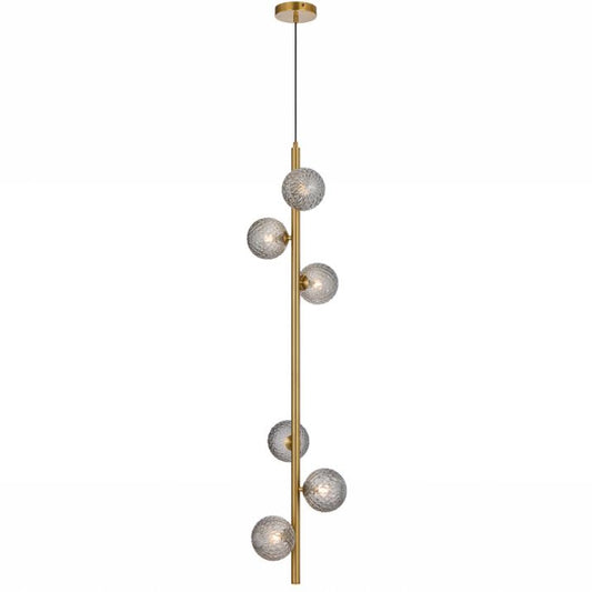 ELSON 6 Pendant Light - Antique Gold/Smoke Tear