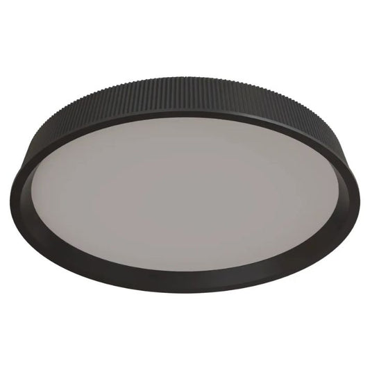Calibo Kinglet Round 450mm Fluted LED Flush Mount Ceiling Light - Black