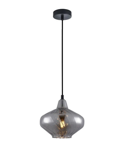 CAMPANA: Interior Wine Glass Shape Ribbed Pendant Lights - Mirror Finish Smokey Black