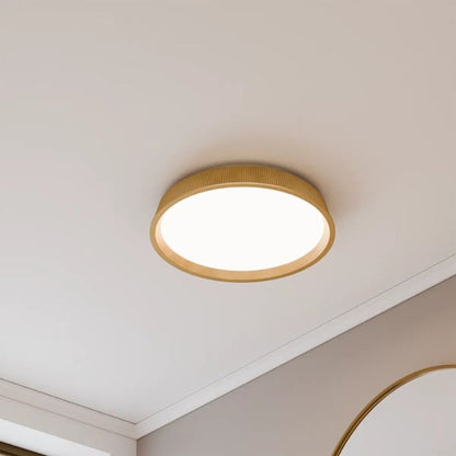 Calibo Kinglet Round 450mm Fluted LED Flush Mount Ceiling Light - Gold