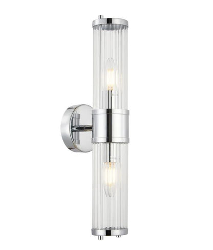 TIEMPO: Interior Up/Down Tubular Clear Glass Wall Light - Chrome