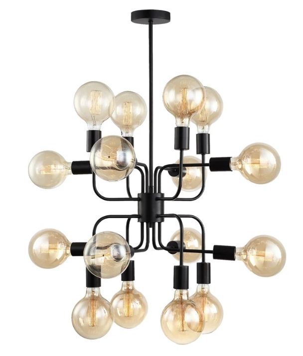 HEXADE: Interior Modern Abstract 16 Lamps Pendant Light - Matte Black
