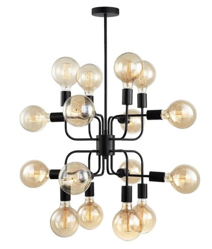 HEXADE: Interior Modern Abstract 16 Lamps Pendant Light - Matte Black