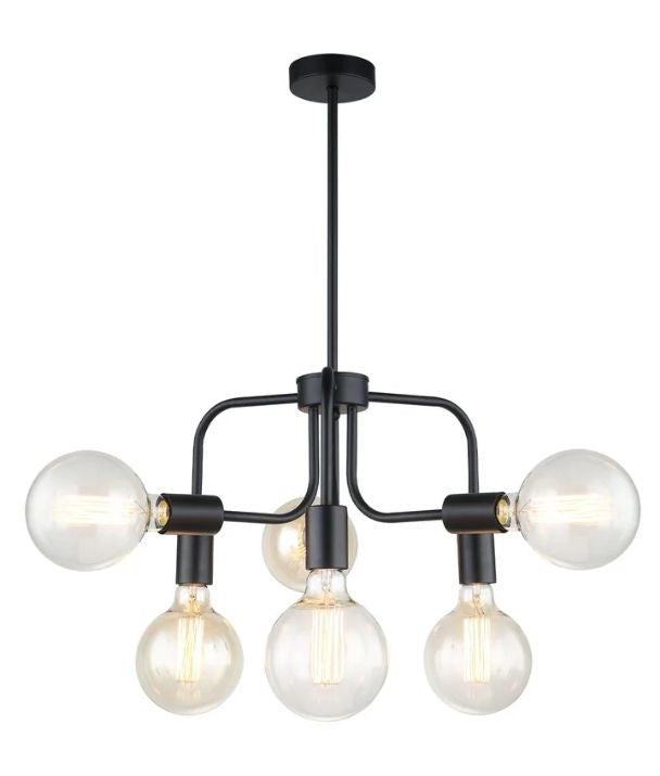 HEXA: Interior Modern Abstract 6 Lamps Pendant Lights - Matte Black