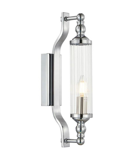 RODILLO: Interior Tubular Clear Glass Wall Light - Chrome