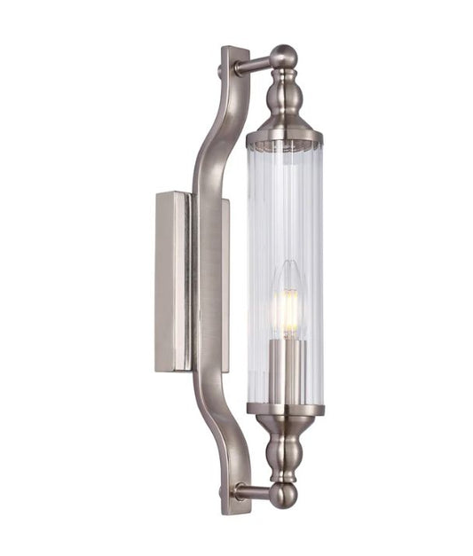 RODILLO: Interior Tubular Clear Glass Wall Light - Satin Chrome