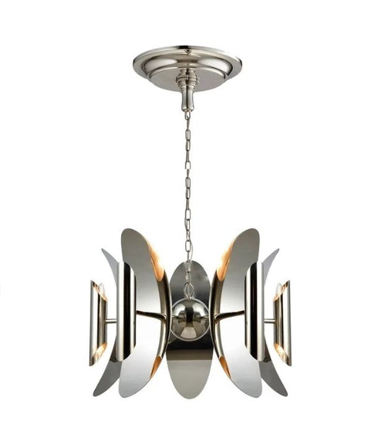 STRATO: Abstract Polished Nickel Hardware with Stainless Steel Pendant Light