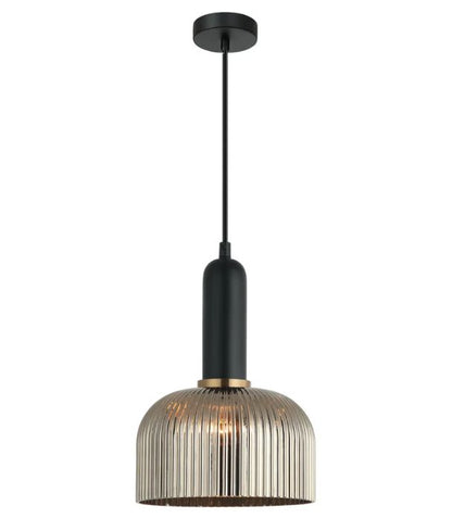 VINTAJ: Retro Interior Dome Shape Ribbed Glass Pendant Lights - Chrome