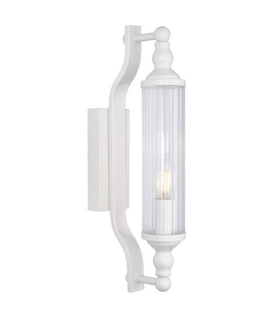 RODILLO: Interior Tubular Clear Glass Wall Light - White