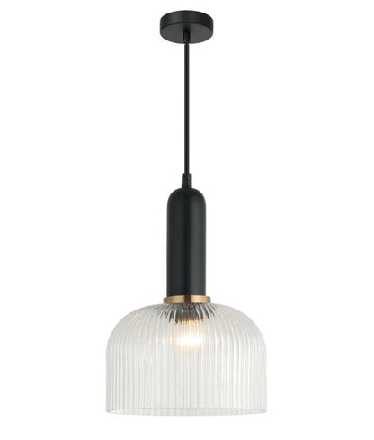 VINTAJ: Retro Interior Dome Shape Ribbed Glass Pendant Lights - Clear
