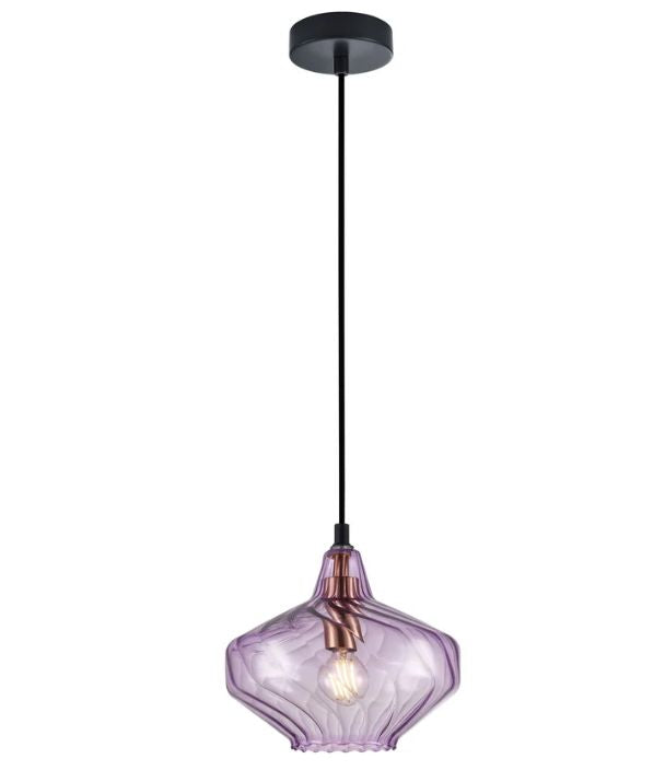 CAMPANA: Interior Wine Glass Shape Ribbed Pendant Lights - Purple