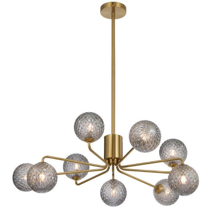 FELTON 9 Pendant Light - Antique Gold/Smoke Tear