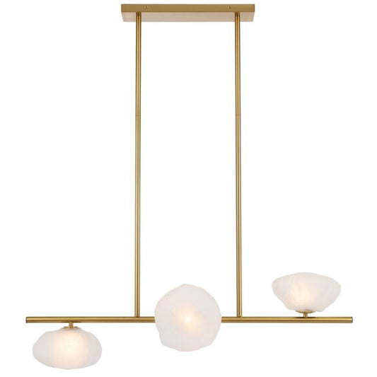 ZECCA 3 Linear Pendant Light - Antique Gold/Frost