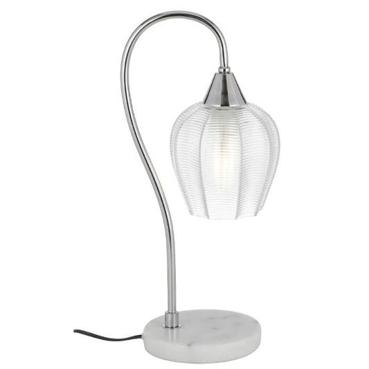 AZALEA Table Lamp - White Marble/Chrome