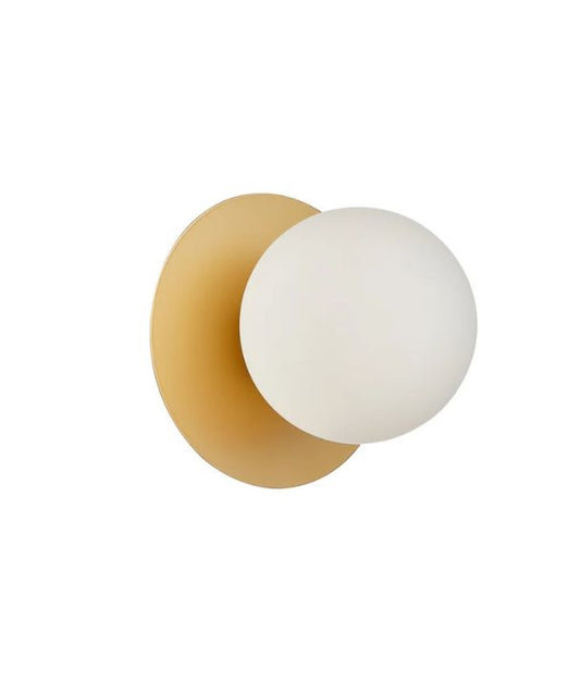 BALLE: Interior Round Opal Diffuser with Round Base Wall Light - Gold