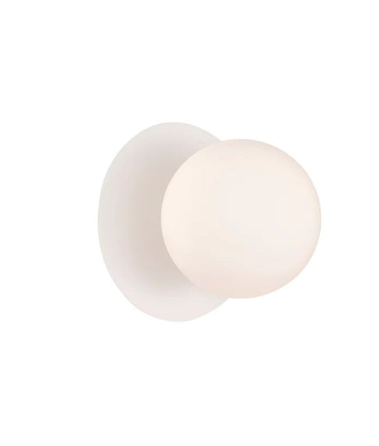 BALLE: Interior Round Opal Diffuser with Round Base Wall Light - White