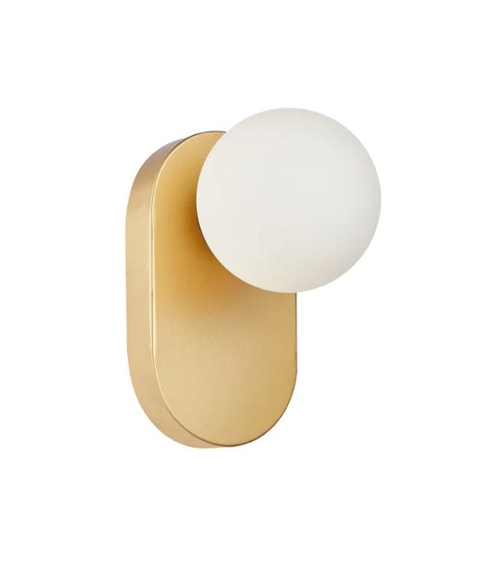 BALLE: Interior Round Opal Diffuser with Oblong Base Wall Light - Gold