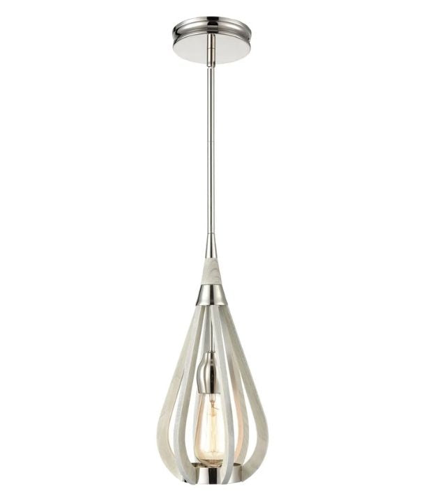 BONITO: Rustic Small Winter Moss Wood Tear Drop Pendant Light
