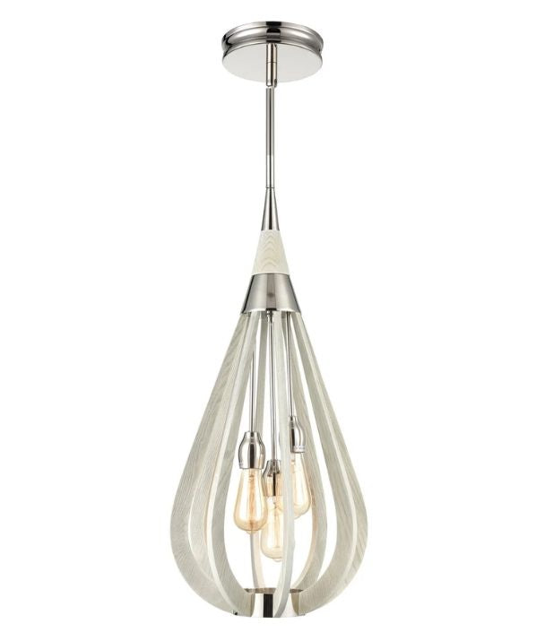 BONITO7: Rustic Medium Winter Moss Wood Tear Drop Pendant Light