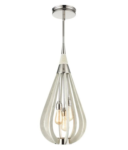 BONITO7: Rustic Medium Winter Moss Wood Tear Drop Pendant Light