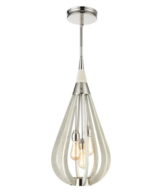 BONITO7: Rustic Medium Winter Moss Wood Tear Drop Pendant Light